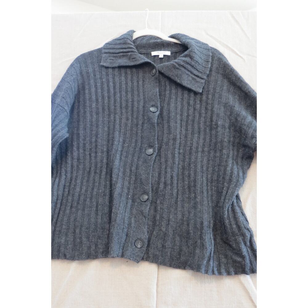 Madewell Ribbed Button-Front Cardigan | Dark Gray | Size XL